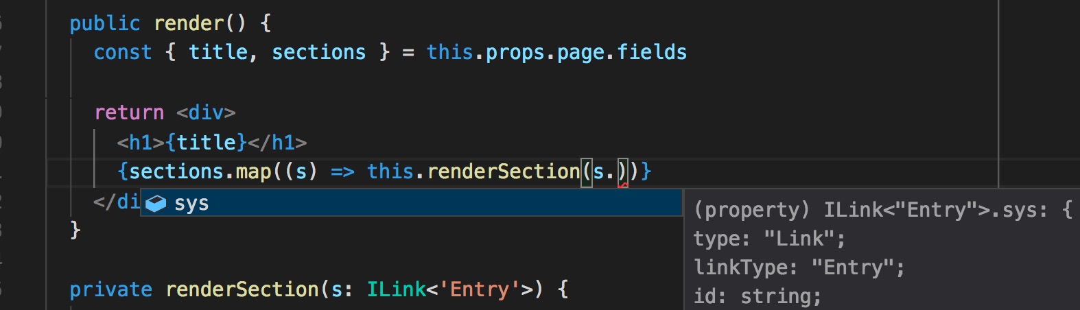 Intellisense on an entry